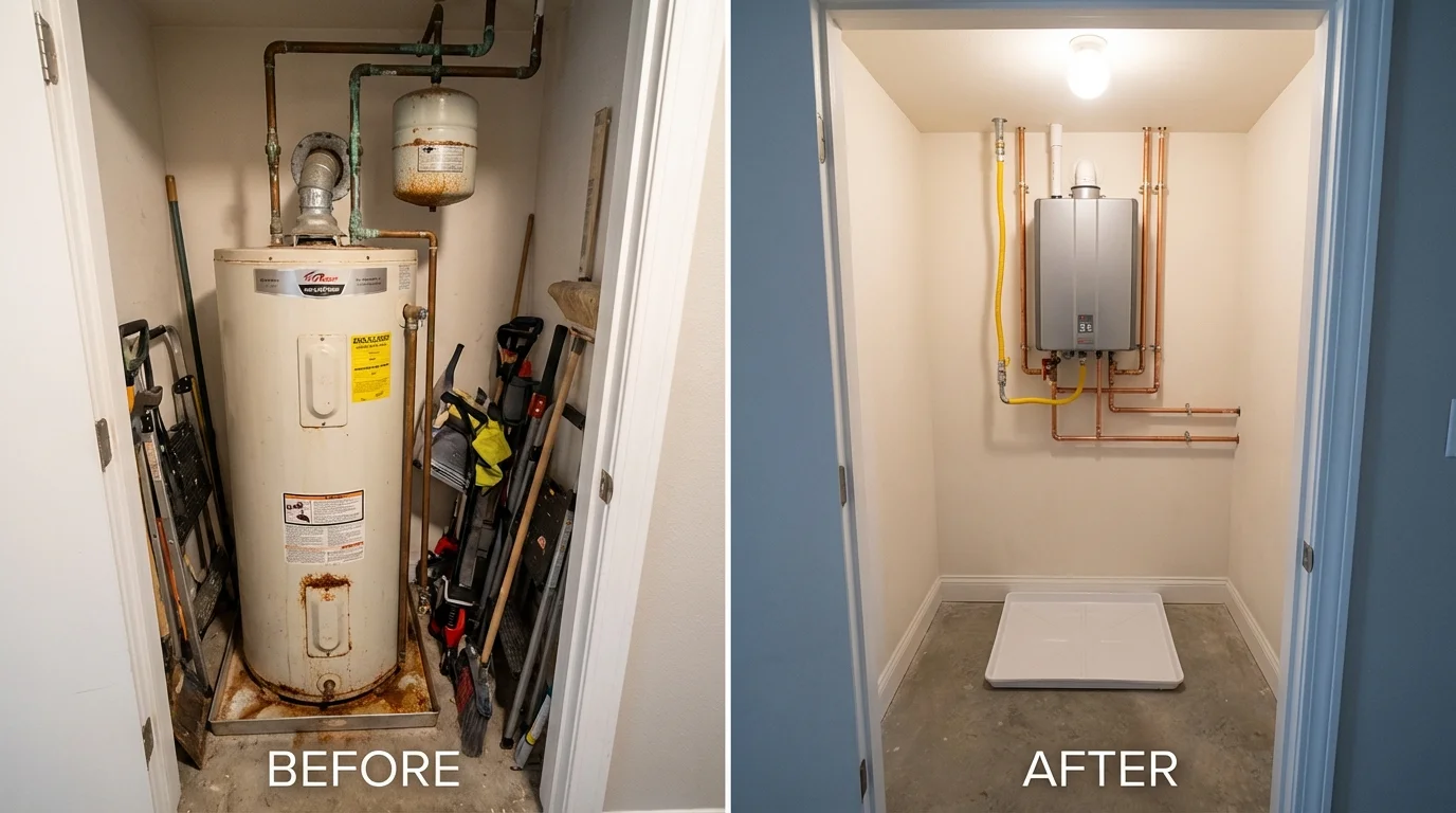 Tank water heater versus wall-mounted tankless unit comparison for Loveland, CO homeowners