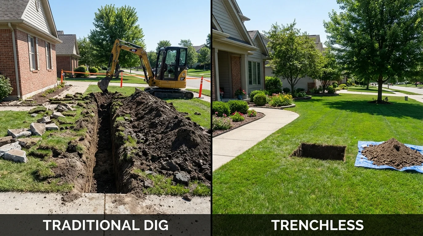 Trenchless sewer repair with minimal yard damage versus traditional excavation in Loveland, CO